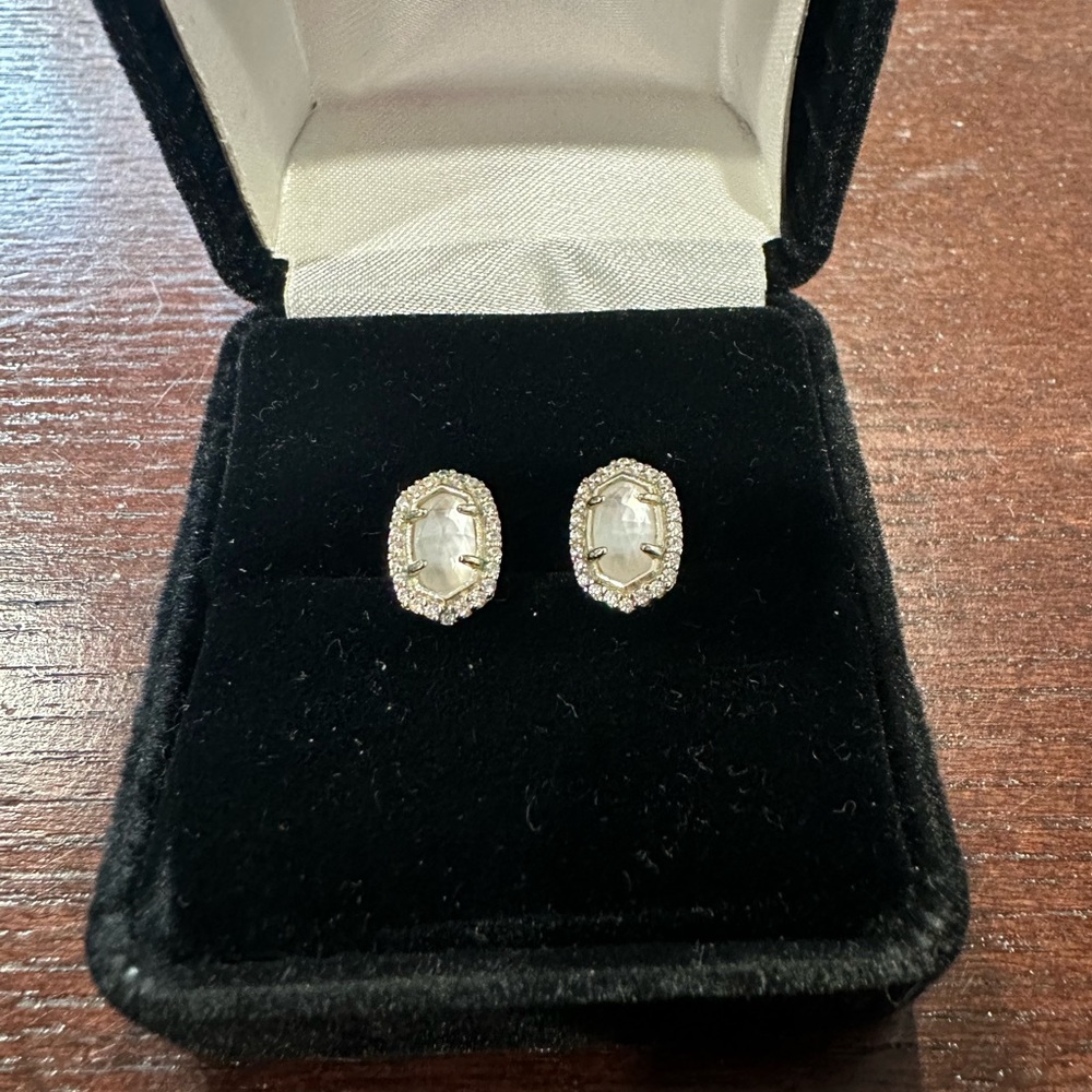 Kendra Scott gold and mother of pearl stud earrings